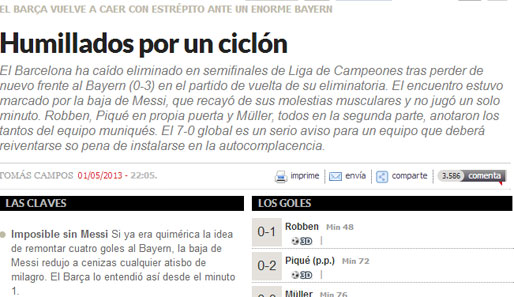 Die "Marca" vergleicht die Bayern mit einem Zyklon, der Barca gedemütigt hat