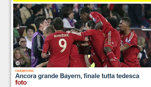 Auch in Italien ist man von Bayerns Leistung angetan. "La Repubblica" hat schon wieder großartige Münchner gesehen
