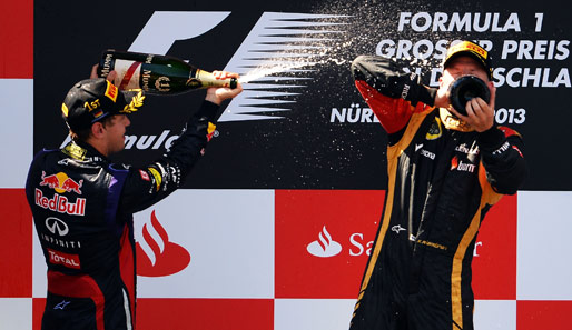 Am Sonntag wurde ohne den Routinier gefeiert. Sebastian Vettel machte Kimi Räikkönen nass, der seine Kraft lieber zum Trinken nutzte