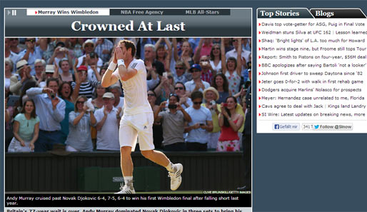 "SportsIllustrated" findet, dass es endlich an der Zeit war, dass sich Murray die Krone aufsetzt