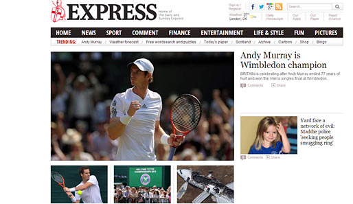 Und zum Abschluss noch mal Schottland. Der "Daily Express" sagt: "Andy Murray ist Wimbledon-Champion" und hat damit natürlich vollkommen recht