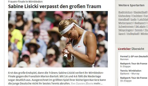 Die deutsche Presse leidet natürlich mit Sabine Lisicki. "Erst das Endspiel, dann die Tränen", schreibt die "SZ" noch