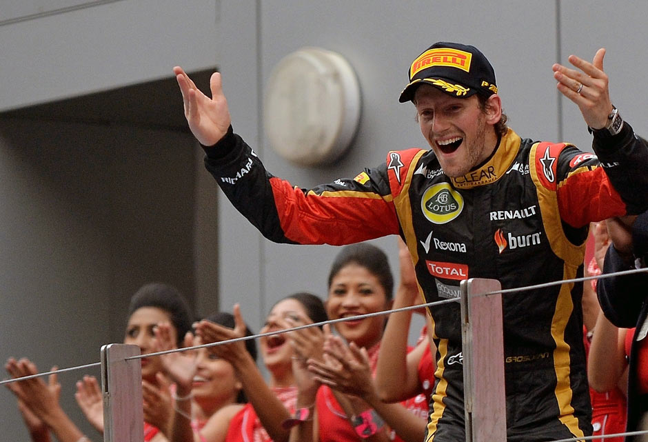 Übrigens hatte auch Romain Grosjean allen Grund zu feiern. Der Lotus-Pilot raste von Startplatz 17 auf Rang drei