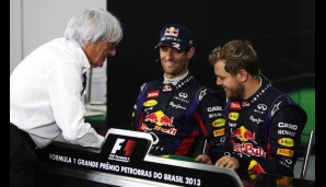Auch Bernie Ecclestone durfte beim Saisonfinale nicht fehlen. Ein kleiner Plausch mit Webber und Vettel war noch drin