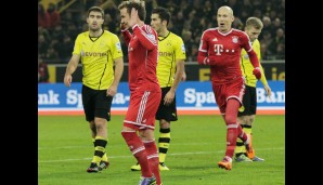 Jubeln wollte der Nationalspieler dennoch nicht, als er die Bayern in Dortmund mit 1:0 in Führung brachte. Arjen Robben (r.) lässt seinen Gefühlen da schon deutlich freizügiger ihren Lauf