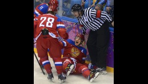 ...und ging durch Superstar Alex Ovechkin nach nur 77 Sekunden in Führung - der Bolshoy Ice Dome bebte!