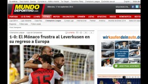 Auch bei der "Mundo Deportivo" ist der französische Klub im Blickpunkt: "Monaco frustriert Leverkusen"