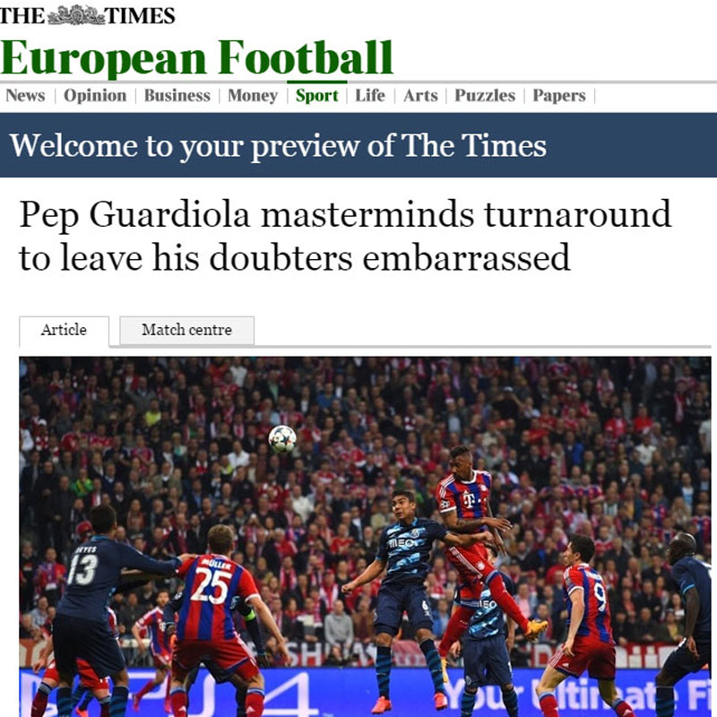 Die "Times" wendet sich mit einem Seitenhieb an alle Guardiola-Zweifler
