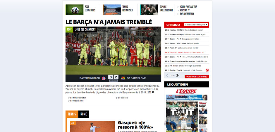 "Barca hat nie gezittert", meint die französische L'Equipe zum Gastspiel in München