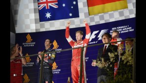 Auf dem Siegerpodest war die Stimmung deutlich besser - auch Daniel Ricciardo strahlte über alle Maßen