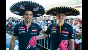 Mit Sombrero auf schnupperten auch die Toro-Rosso-Jungs Carlos Sainz jr. und Max Verstappen Mexiko-Luft
