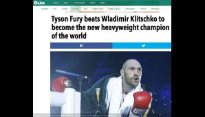 ENGLAND: Die "Sun" feiert den neuen Champion: "Der Gypsy King krönt sich auf einem Thron voller Blut. Fury prügelt sich zu einer der größten Sensationen der Boxgeschichte"