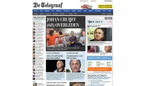 Der niederländische Telegraaf zeigt Cruyff in verschiedenen Abschnitten seines Lebens und lobt ihn ebenfalls als ''Fußball-Legende''