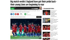 "England hat seinen Stolz zurück", schreibt der Mirror: "Die jungen Löwen beginnen zu brüllen". Die neue Generation der Three Lions wird in den Himmel gelobt