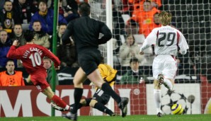 22.02.2005: Drei Jahre später drehen die Reds gegen Bayer den Spieß um. Luis Garcia trifft zum 1:0 beim 3:1 im Hinspiel an der Anfield Road. Auch das Rückspiel geht 3:1 an die Engländer