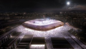 Futuristisch, hell leuchtend und extrem schick - das soll die neue Arena des AC Florenz werden. Sie überzeugt bei Nacht ...