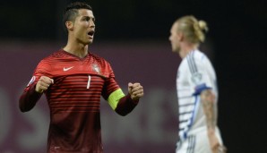 Ein weiterer Topstar der natürlich die Binde für sein Land trägt: Cristiano Ronaldo (Real Madrid, 31) in den Farben der Portugiesen