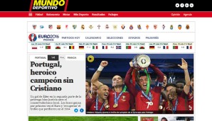 Auf den Zug will die Mundo Deportivo nicht mit aufspringen: Portugal habe sich heldenhaft ohne Ronaldo zum Champion gekrönt!