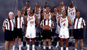 1996 gab's die standesgemäße Titelverteidigung in Atlanta. Das nicht minder prominent besetzte Team um Shaq und Hakeem Olajuwon zerlegte im Finale Jugoslawien (95:69)