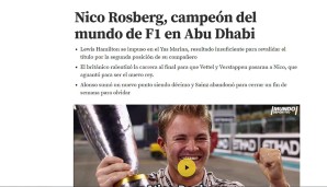 Nico Rosberg ist Formel-1-Weltmeister! Die "Mundo deportivo" zeigt sich von der nüchternen Seite - ein Alonso-Sieg wäre ihnen wohl lieber gewesen