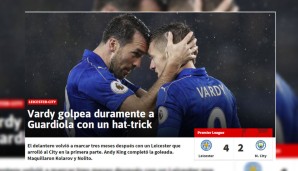 Die AS fasst treffend zusammen: Vardy trifft Guardiola mit seinem Hattrick schwer
