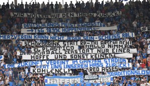 FAN-AKTION DER HINRUNDE: Die Fans der Hoffenheimer zeigten im Spiel gegen Leipzig, was sie vom Aufstieg des Gegners halten. Bei den Beschimpfungen nahmen sie auch sich selbst nicht ganz so ernst