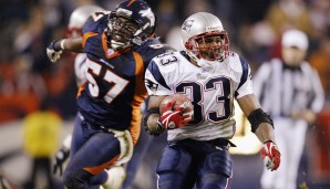 Broncos - Patriots 26:30 (November 2003): Der erste Sieg für Brady gegen die Broncos, noch dazu in Denver. Kevin Faulk kam auf die meisten Receptions (5) für sein Team