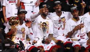 27 Siege: In der Saison 12/13 war die Heat-Big-Three um LeBron, Wade und Bosh auf dem Höhepunkt ihres Schaffens. Am Ende gab es auch den Titel.