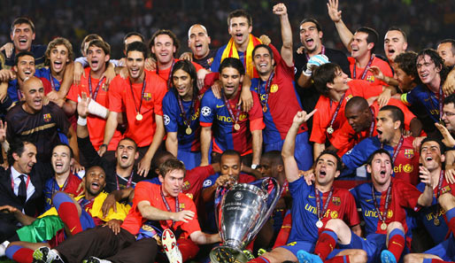 Platz 3: Der FC Barcelona gewinnt gegen Manchester United 2009 zum dritten Mal nach 1992 und 2006 die Champions League