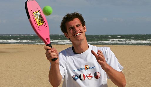 Andy Murray beim Beach-Tennis im Hafen von Melbourne