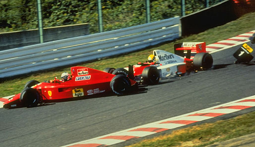 Gleiches Spiel ein Jahr später. Wieder Suzuka, wieder ein Crash zwischen Prost - jetzt im Ferrari - und Senna.
