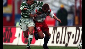 Nach einem kurzen Intermezzo in Kaiserslautern wechselte er 1996 zum Hamburger SV - hier im UEFA-Pokal gegen Celtic