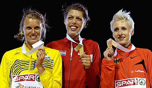 Auch bei der Europameisterschaft 2010 in Barcelona zogen die Konkurrenten Emma Green (l.) und Ariane Friedrich (r.) den Kürzeren