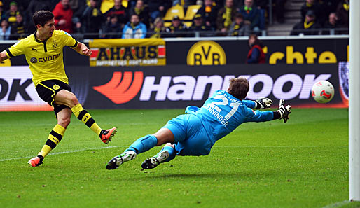 Robert Lewandowski markierte den Schlusspunkt zum 4:2 und traf im zehnten Bundesligaspiel in Folge