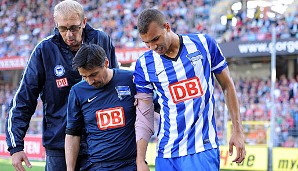Hiobsbotschaft für die Berliner: Abwehrspieler John Brooks verletzte sich schwer am Ellenbogen. Kobiashvili kam für ihn