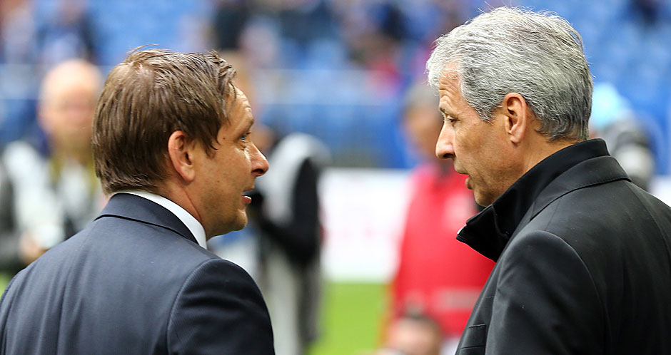 SCHALKE 04 - BORUSSIA MÖNCHENGLADBACH 0:1 - Ob Horst Heldt und Lucien Favre vor dem Spiel einen Transfer aushecken?