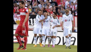 VfB STUTTGART - BAYER LEVERKUSEN 3:3: Son hatte schon nach kurzer Zeit viel zu grinsen - er traf in der Anfangsphase doppelt