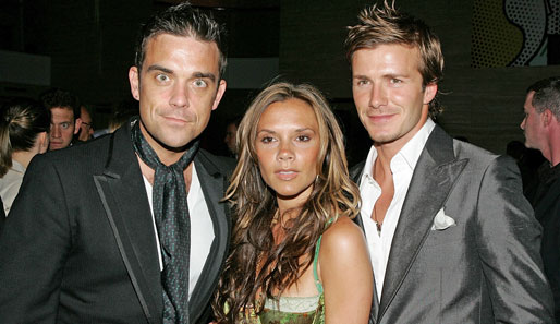 Ein flotter Dreier: Robbie Williams, Posh-Spice und David Beckham