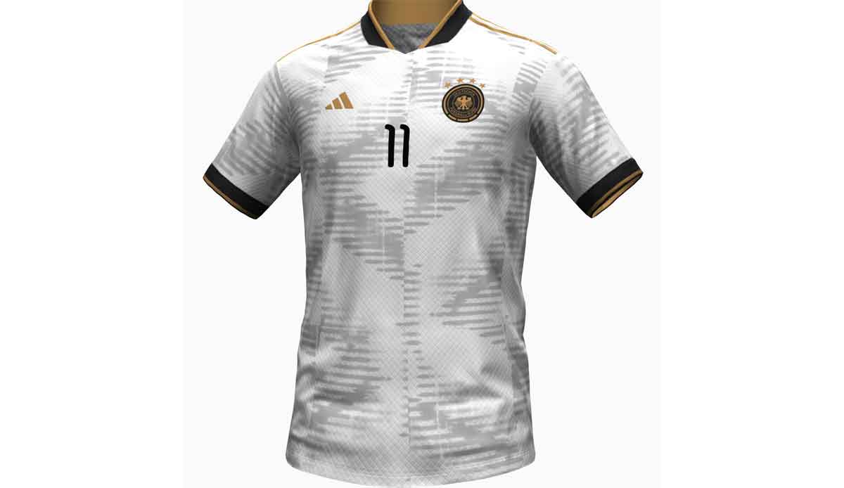 Sieht so das DFB-Trikot für die Weltmeisterschaft 2022 aus? Die für Trikot-Leaks berühmte Plattform Footyheadlines hat diesen Entwurf veröffentlicht.