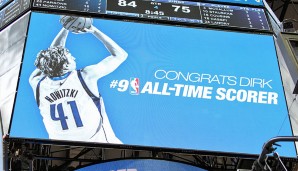 Es folgten weitere persönliche Rekorde: Am 11.11.2014 zog Nowitzki an Hakeem Olajuwon vorbei und ist nun der beste ausländische Scorer der NBA-Historie