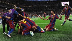 Auch 2011 hieß der Gegner im CL-Finale Manchester United. Und auch diesmal ging Barca als Sieger vom Platz. Messi und Co. gewannen 3:1