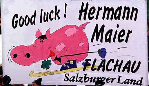 Feuern ihre "Rennsau" bei jedem Rennen an: Die Stimmungsmacher vom Hermann-Maier-Fanclub aus Flachau