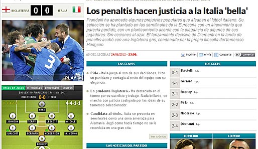 "Marca": "Das Elfmeterschießen übt Gerechtigkeit am Italia bella. Prandelli hat einige populäre Vorurteile zum italienischen Fußball über Bord geworfen."