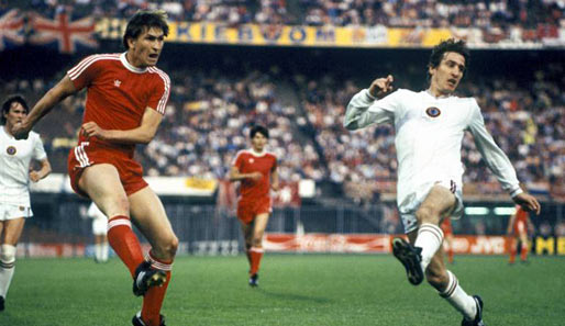 1982 griff Augenthaler im Landesmeistercup-Finale gegen Aston Villa nach den Sternen - doch die Engländer siegten mit 1:0