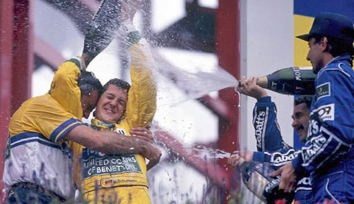 Belgien-GP 1992: Nur ein Jahr nach seinem Debüt feiert Schumi an gleicher Stelle seinen ersten Sieg