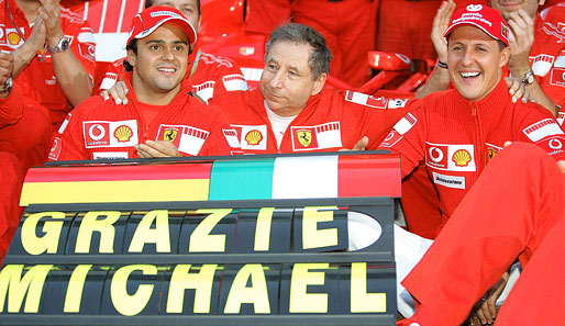 Aber auch ohne Titel wird Michael Schumacher von seinem Ferrari-Team würdig in den Ruhestand geschickt