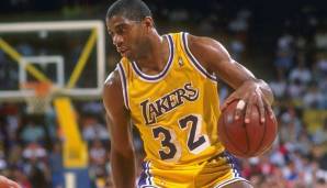Magic Johnson - Los Angeles Lakers: Im Finale von 1991 kam es zum Duell zwischen den damals schon fünfmaligen Champion Magic Johnson und dem noch ringlosen Michael Jordan.