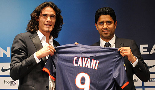 Der teuerste Transfer in der Geschichte der Ligue 1: 65 Millionen Euro ließ sich Nasser Al-Khelaifi die Dienste von Edinson Cavani kosten
