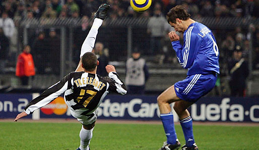 Die Serie von sechs Achtelfinalniederlagen begann für Real 2004/05 gegen Juventus Turin. David Trezeguet gleicht per Fallrückzieher das 0:1 aus dem Hinspiel aus...