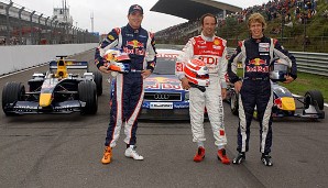 Nach der Formel BMW kam der Umstieg in die Formel-3-Euroserie. Vettel schon im Red-Bull-Dress, aber das F-1-Auto durfte noch Robert Doornbos (l.) steuern